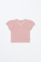 Toddler Wearing Avauma Merry Purp Cotton Pink Top with Comfortable Pants, Cute Baby Fashion